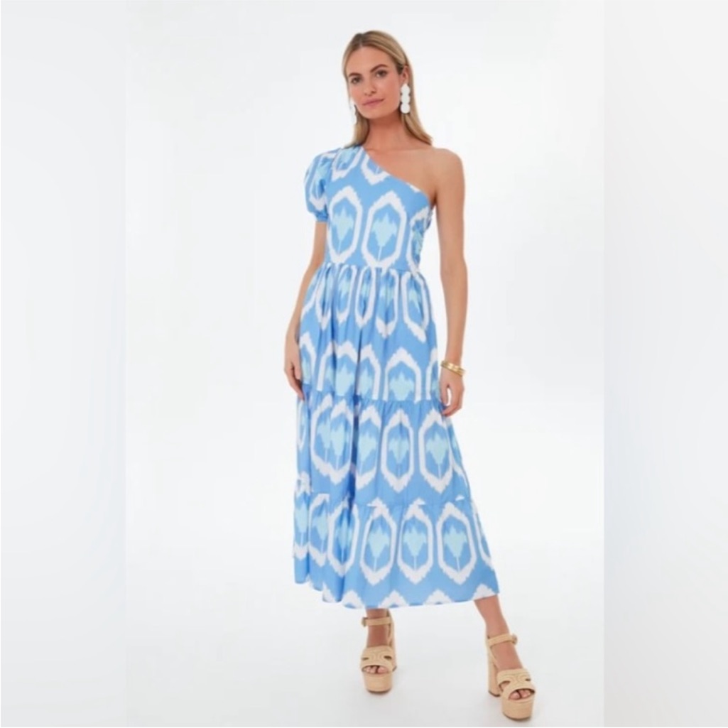 Oliphant One Shoulder Odisha Blue Maxi Dress Size Small Nwt